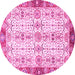 Round Oriental Pink Traditional Rug, abs3189pnk