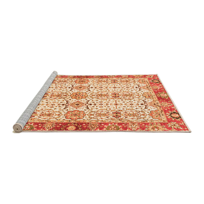 Sideview of Machine Washable Oriental Orange Traditional Area Rugs, wshabs3189org