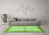 Machine Washable Oriental Green Traditional Rug, wshabs3189grn