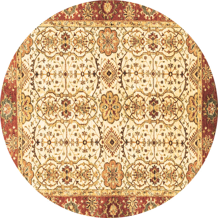Round Machine Washable Oriental Brown Traditional Rug, wshabs3189brn