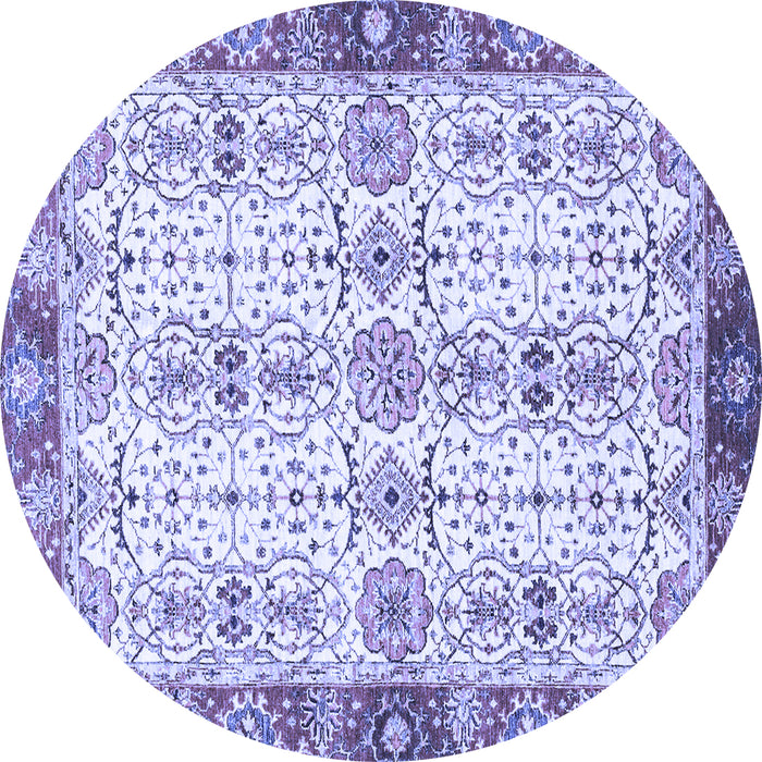 Round Machine Washable Oriental Blue Traditional Rug, wshabs3189blu