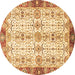 Round Oriental Brown Traditional Rug, abs3189brn