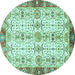 Round Oriental Turquoise Traditional Rug, abs3189turq