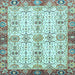 Square Oriental Light Blue Traditional Rug, abs3189lblu