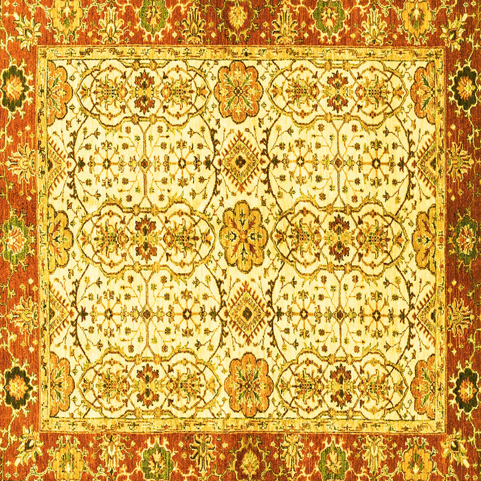 Square Oriental Yellow Traditional Rug, abs3189yw