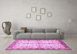 Machine Washable Oriental Purple Traditional Area Rugs in a Living Room, wshabs3189pur