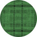 Round Abstract Emerald Green Modern Rug, abs318emgrn