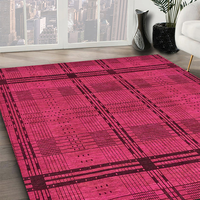 Machine Washable Abstract Raspberry Red Rug in a Family Room, wshabs318