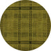 Round Abstract Green Modern Rug, abs318grn