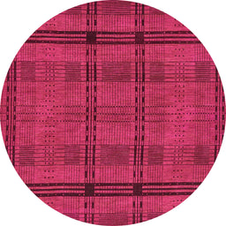 Round Abstract Raspberry Red Modern Rug, abs318