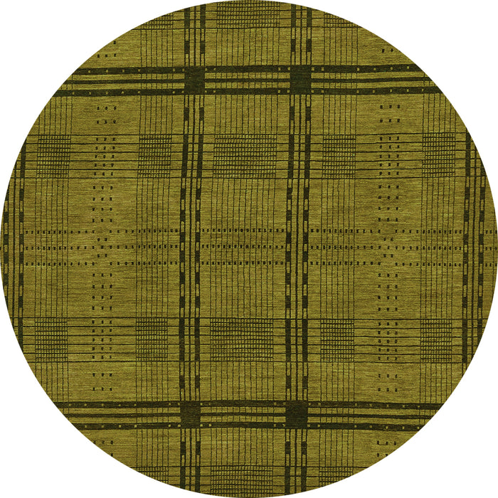 Round Machine Washable Abstract Green Modern Area Rugs, wshabs318grn