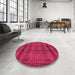 Round Machine Washable Abstract Raspberry Red Rug in a Office, wshabs318