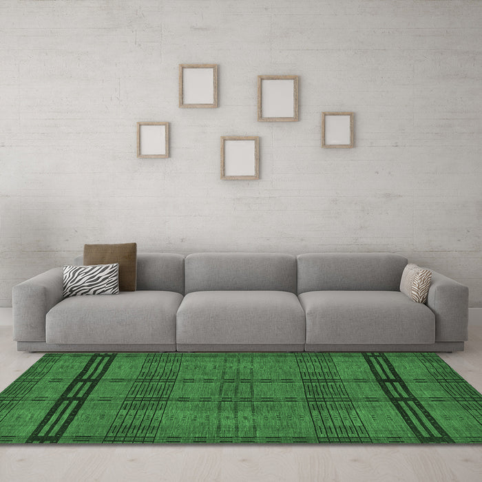 Machine Washable Abstract Emerald Green Modern Area Rugs in a Living Room,, wshabs318emgrn