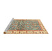 Sideview of Machine Washable Abstract Brown Gold Rug, wshabs3190