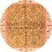 Round Oriental Orange Traditional Rug, abs3190org