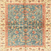 Square Abstract Brown Gold Oriental Rug, abs3190