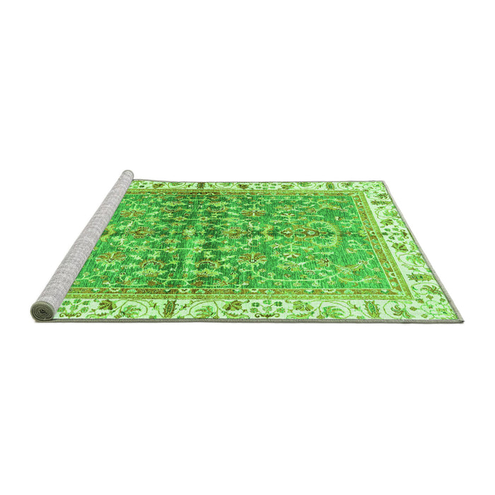 Sideview of Machine Washable Oriental Green Traditional Area Rugs, wshabs3190grn