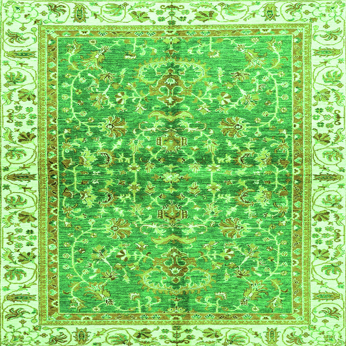 Square Machine Washable Oriental Green Traditional Area Rugs, wshabs3190grn