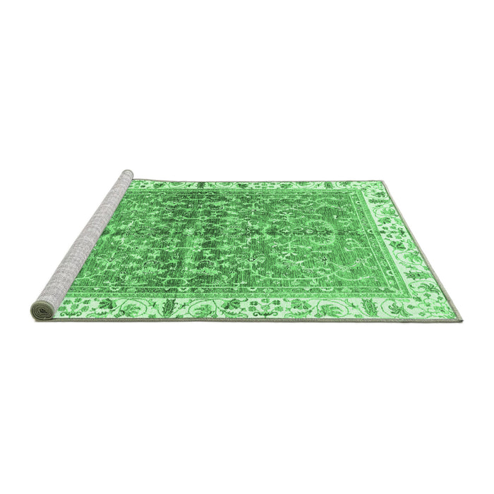 Sideview of Machine Washable Oriental Emerald Green Traditional Area Rugs, wshabs3190emgrn
