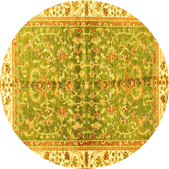 Round Oriental Yellow Traditional Rug, abs3190yw