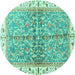 Round Oriental Turquoise Traditional Rug, abs3190turq