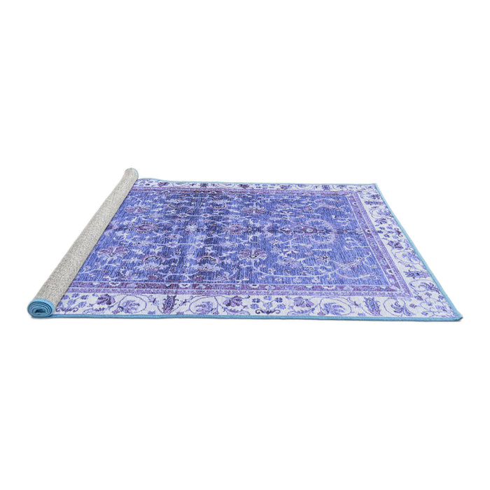 Sideview of Machine Washable Oriental Blue Traditional Rug, wshabs3190blu