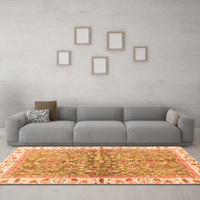 Machine Washable Oriental Orange Traditional Area Rugs in a Living Room, wshabs3190org