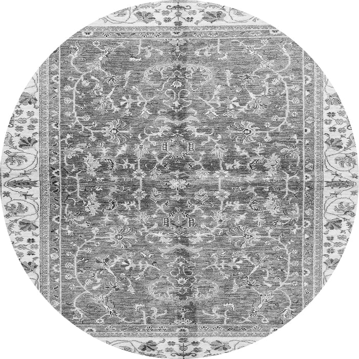 Round Machine Washable Oriental Gray Traditional Rug, wshabs3190gry