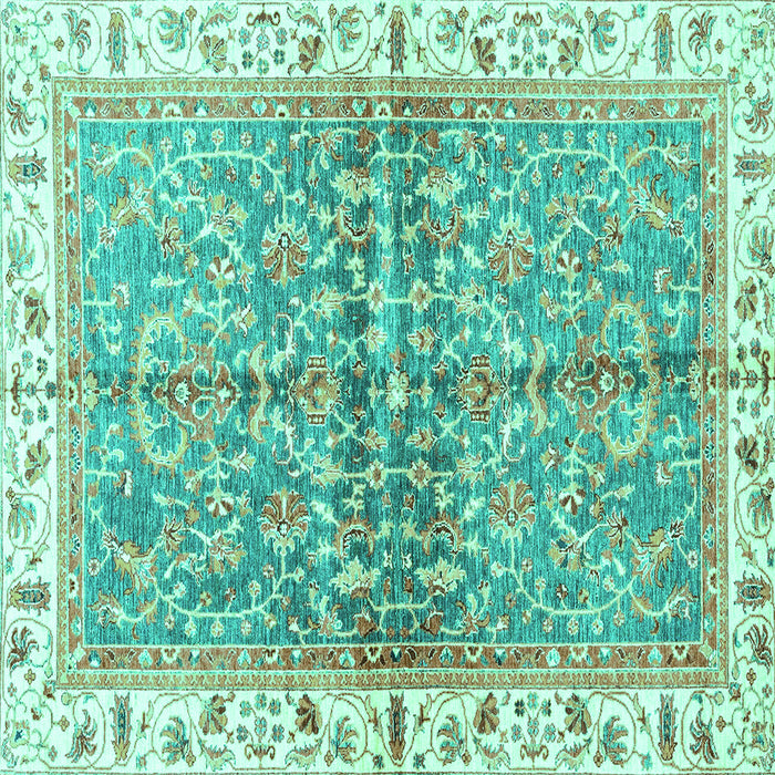 Square Oriental Turquoise Traditional Rug, abs3190turq