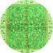 Round Oriental Green Traditional Rug, abs3190grn