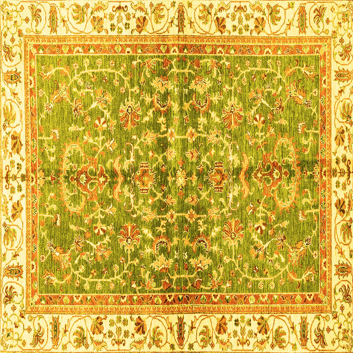 Square Machine Washable Oriental Yellow Traditional Rug, wshabs3190yw