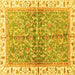 Square Machine Washable Oriental Yellow Traditional Rug, wshabs3190yw