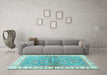 Machine Washable Oriental Light Blue Traditional Rug in a Living Room, wshabs3190lblu