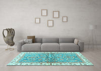 Machine Washable Oriental Light Blue Traditional Rug, wshabs3190lblu