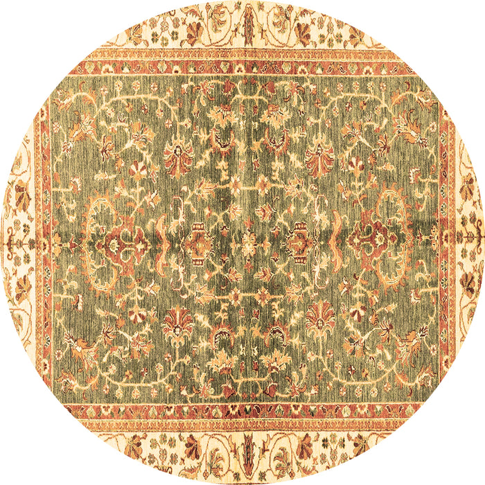 Round Oriental Brown Traditional Rug, abs3190brn