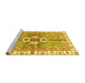 Sideview of Machine Washable Abstract Yellow Modern Rug, wshabs3191yw