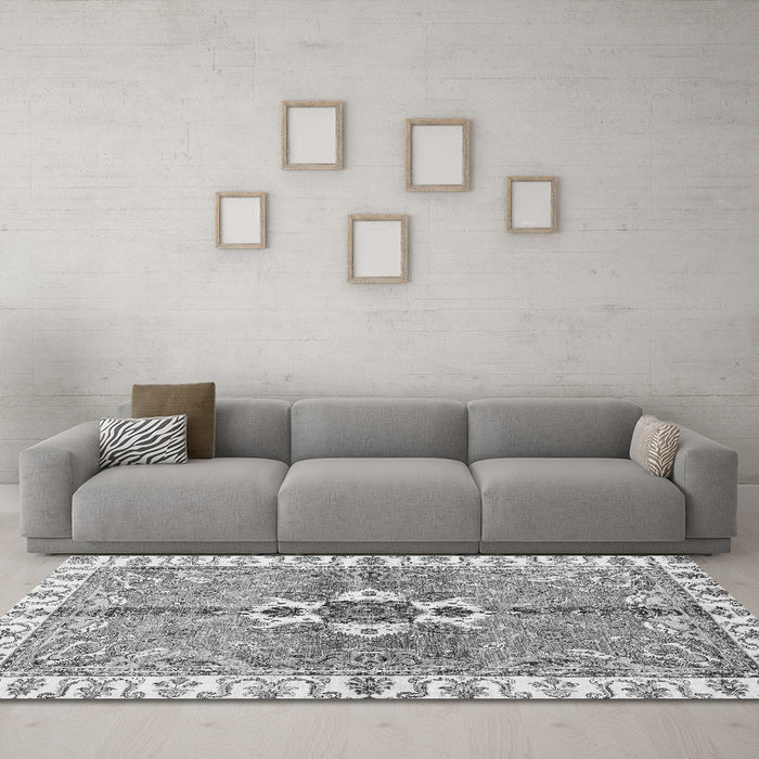 Machine Washable Abstract Gray Modern Rug in a Living Room,, wshabs3191gry