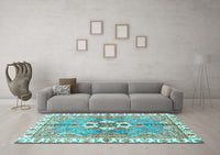 Machine Washable Abstract Light Blue Modern Rug, wshabs3191lblu