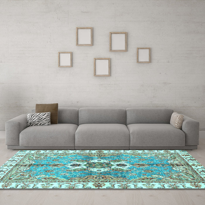 Machine Washable Abstract Light Blue Modern Rug in a Living Room, wshabs3191lblu
