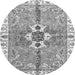 Round Machine Washable Abstract Gray Modern Rug, wshabs3191gry