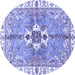 Round Abstract Blue Modern Rug, abs3191blu