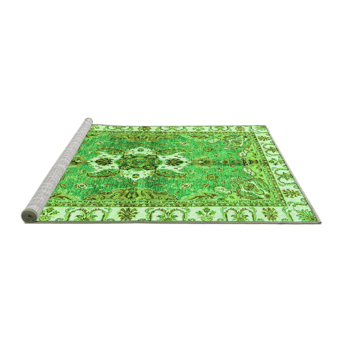 Sideview of Machine Washable Abstract Green Modern Area Rugs, wshabs3191grn