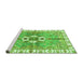 Sideview of Machine Washable Abstract Green Modern Area Rugs, wshabs3191grn