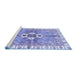 Sideview of Machine Washable Abstract Blue Modern Rug, wshabs3191blu