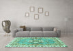 Machine Washable Abstract Turquoise Modern Area Rugs in a Living Room,, wshabs3191turq