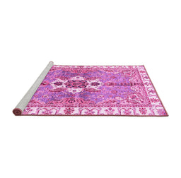Sideview of Machine Washable Abstract Pink Modern Rug, wshabs3191pnk