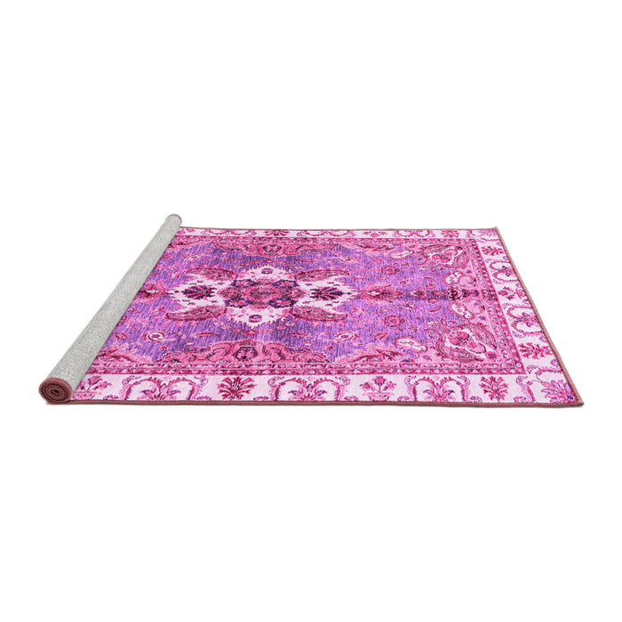 Sideview of Machine Washable Abstract Pink Modern Rug, wshabs3191pnk