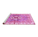 Sideview of Machine Washable Abstract Pink Modern Rug, wshabs3191pnk