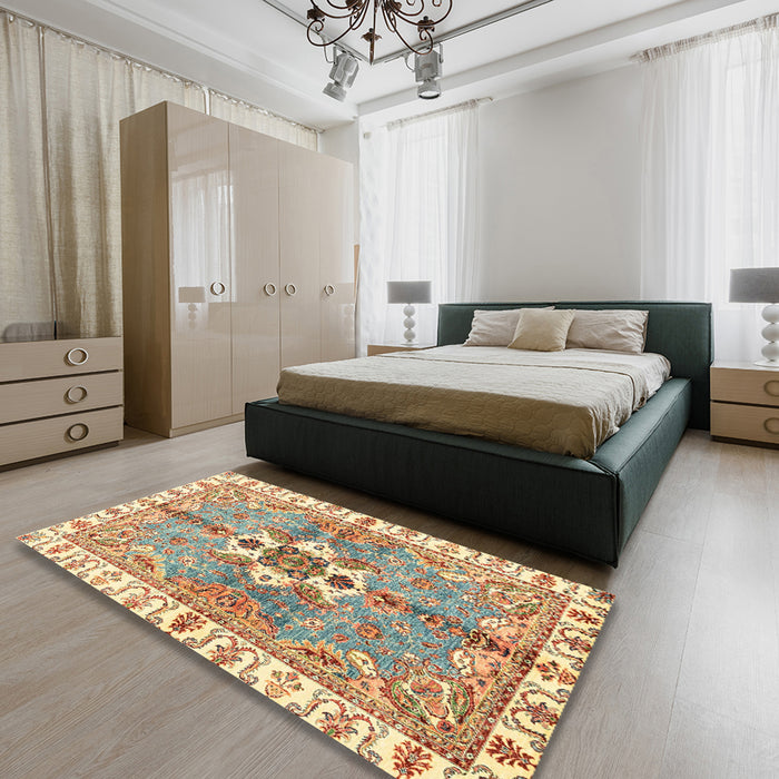 Machine Washable Abstract Red Rug in a Bedroom, wshabs3191