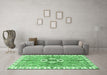 Machine Washable Abstract Emerald Green Modern Area Rugs in a Living Room,, wshabs3191emgrn